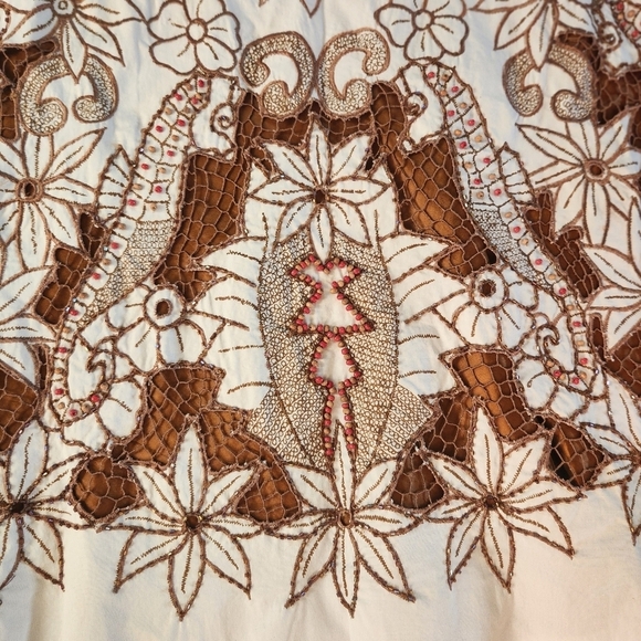 Embellished Boho Beachy Skirt SZ: 8 Cotton Blend Beaded Seahorse Pirate Shells - Picture 12 of 16